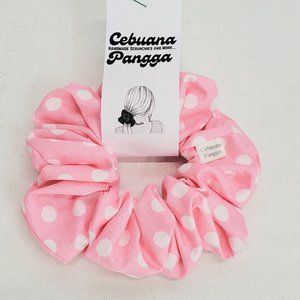 Handmade Women's Scrunchies Large Pink Polka Dot